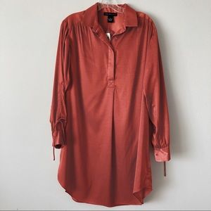 Women’s Satin Shift Button Up Dress with Collar